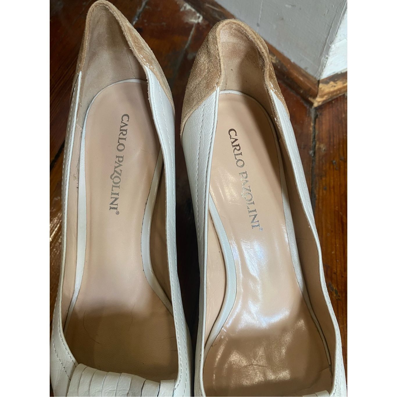 Carlo Pazolini Cream Leather Loafer Fringe Pumps, Size EU 39