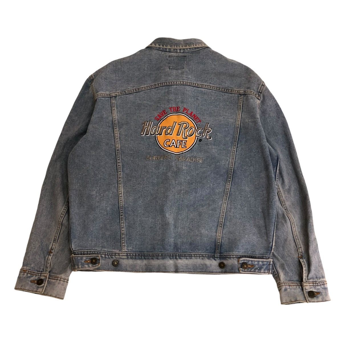Japanese Brand 🔥VINTAGE DENIM TRUCKER JACKET HARD ROCK CAFE BIG LOGO Size US XL / EU 56 / 4 - 1 Thumbnail