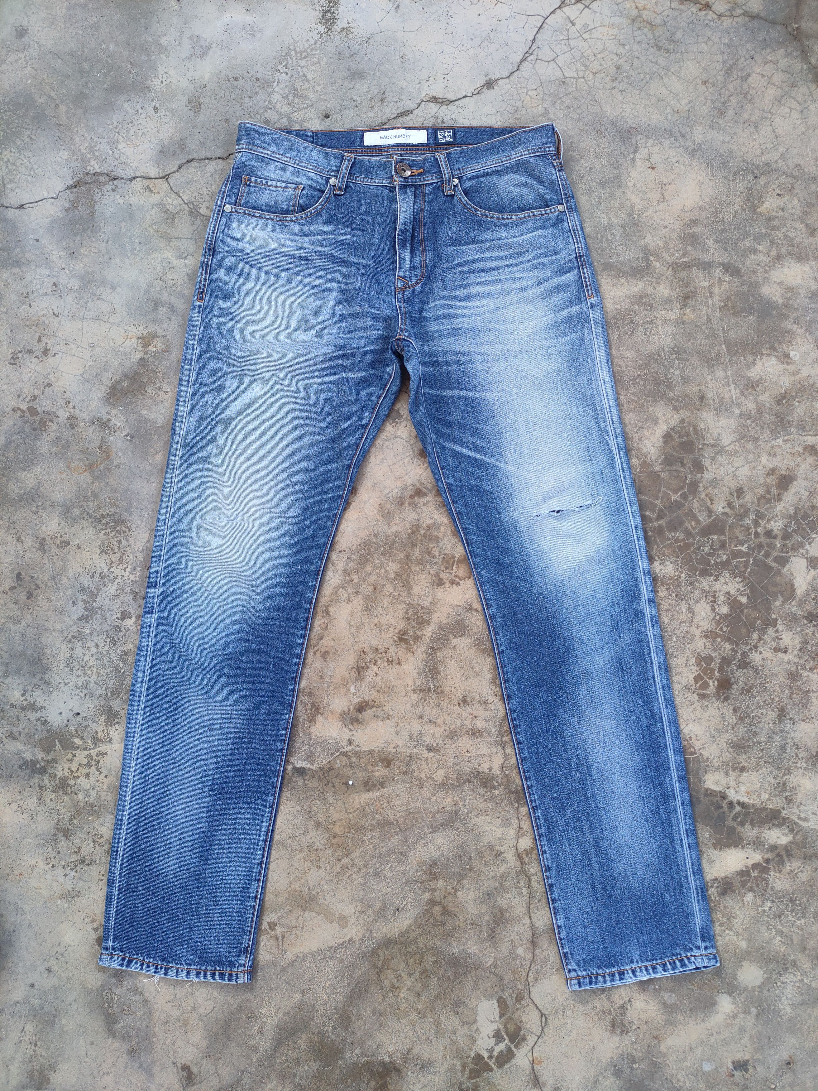 Jean × Numbers × Vintage VINTAGE B NUMBER DISTRESSED FADED JEANS PANTS Size US 33 - 1 Thumbnail