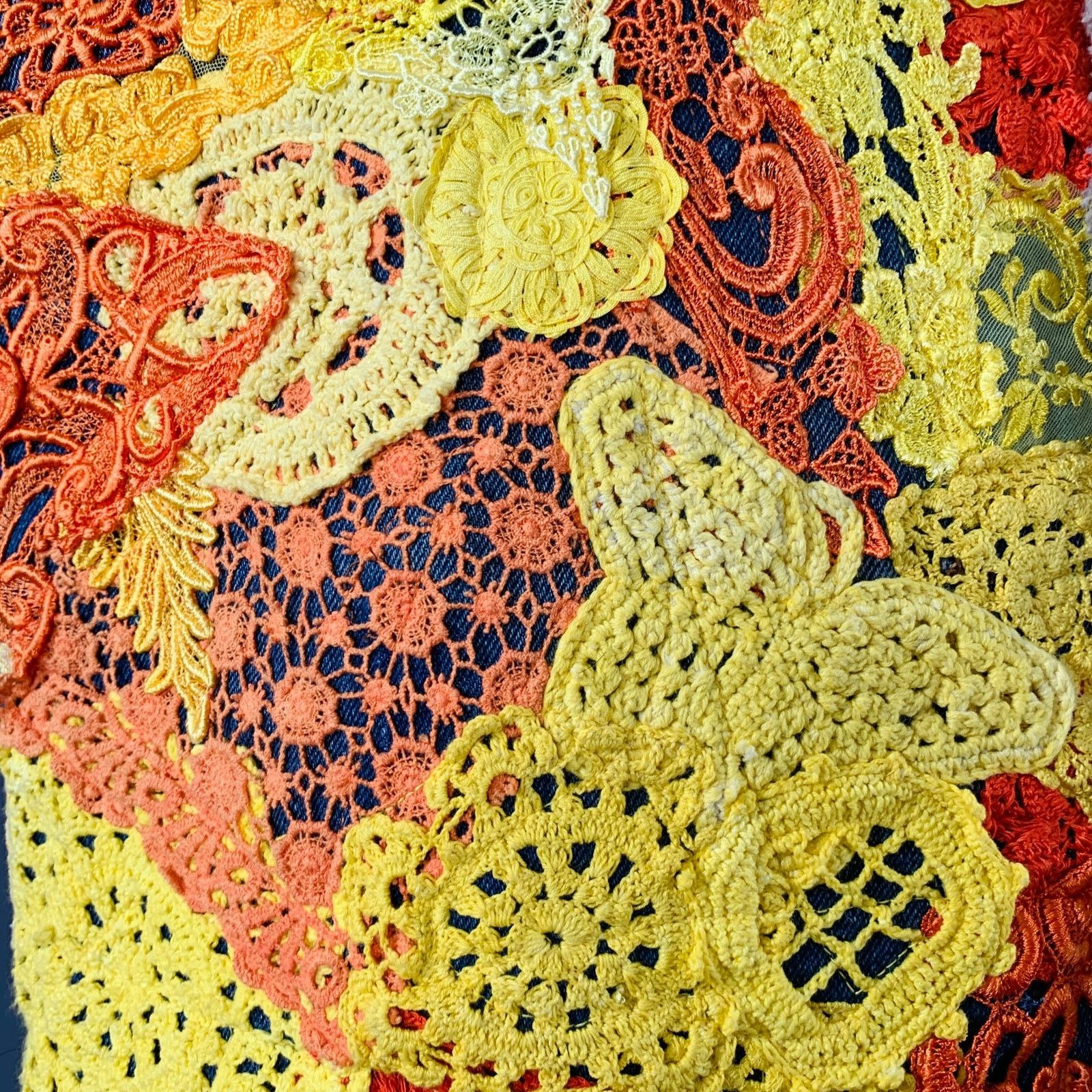 Earthling Poetic Lust Blue Orange Yellow Lace Crochet Cotton Snaps Size US XL / EU 56 / 4 - 3 Thumbnail