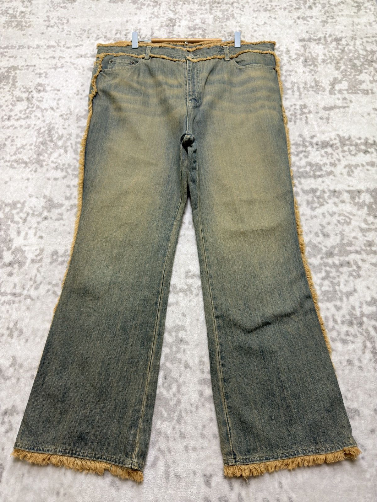 Tornado Mart Livre Claire Mudwash Fur Trim Bootcut Denim Jeans Size US 40 / EU 56 - 1 Thumbnail
