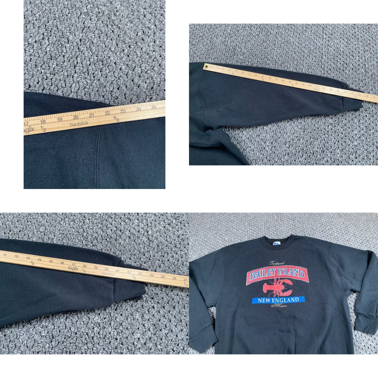 Pro Player VINTAGE Pro-Player Sweatshirt Black Graphic Print 50-50 Heavyweight Adult Large Men Bailey Island New England 90s Nautical City Retro Crew Neck Size US L / EU 52-54 / 3 - 8 Thumbnail