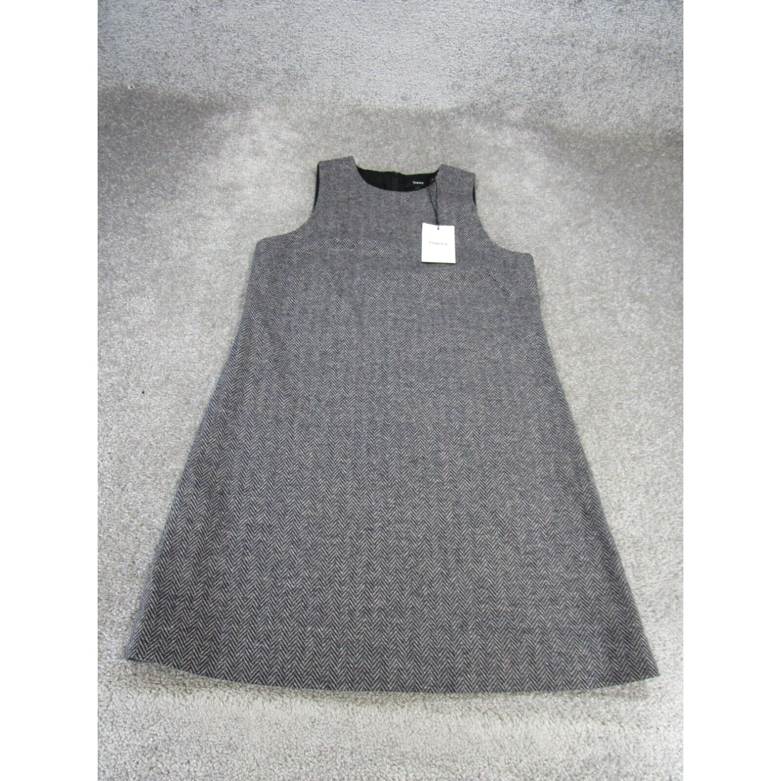 image of Theory Shift Dress Womens 8 Abbot Knit Gray Sleeveless New in White (Size Medium)