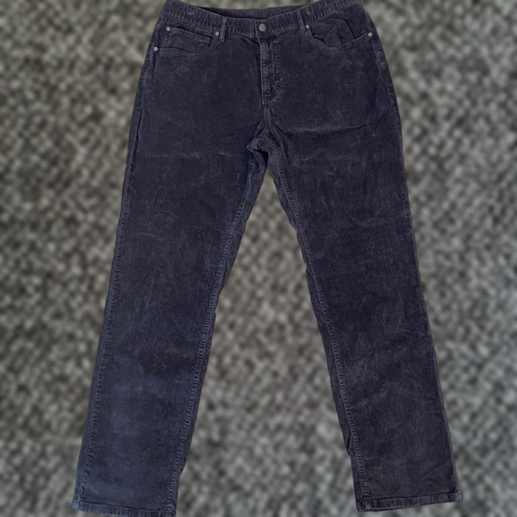 Vintage Bearbottom Corduroy Pants Dark Gray Mens XL 32 Inseam Elastic Waist Cotton Spandex Straight Front 5-Pocket Casual Fall Winter Size US 36 / EU 52 - 1 Thumbnail