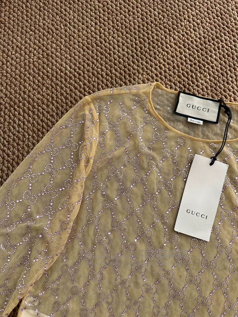 Gucci Gucci Double G crystal tulle round neck long sleeves Size XXS / US 00 / IT 34 - 6 Thumbnail
