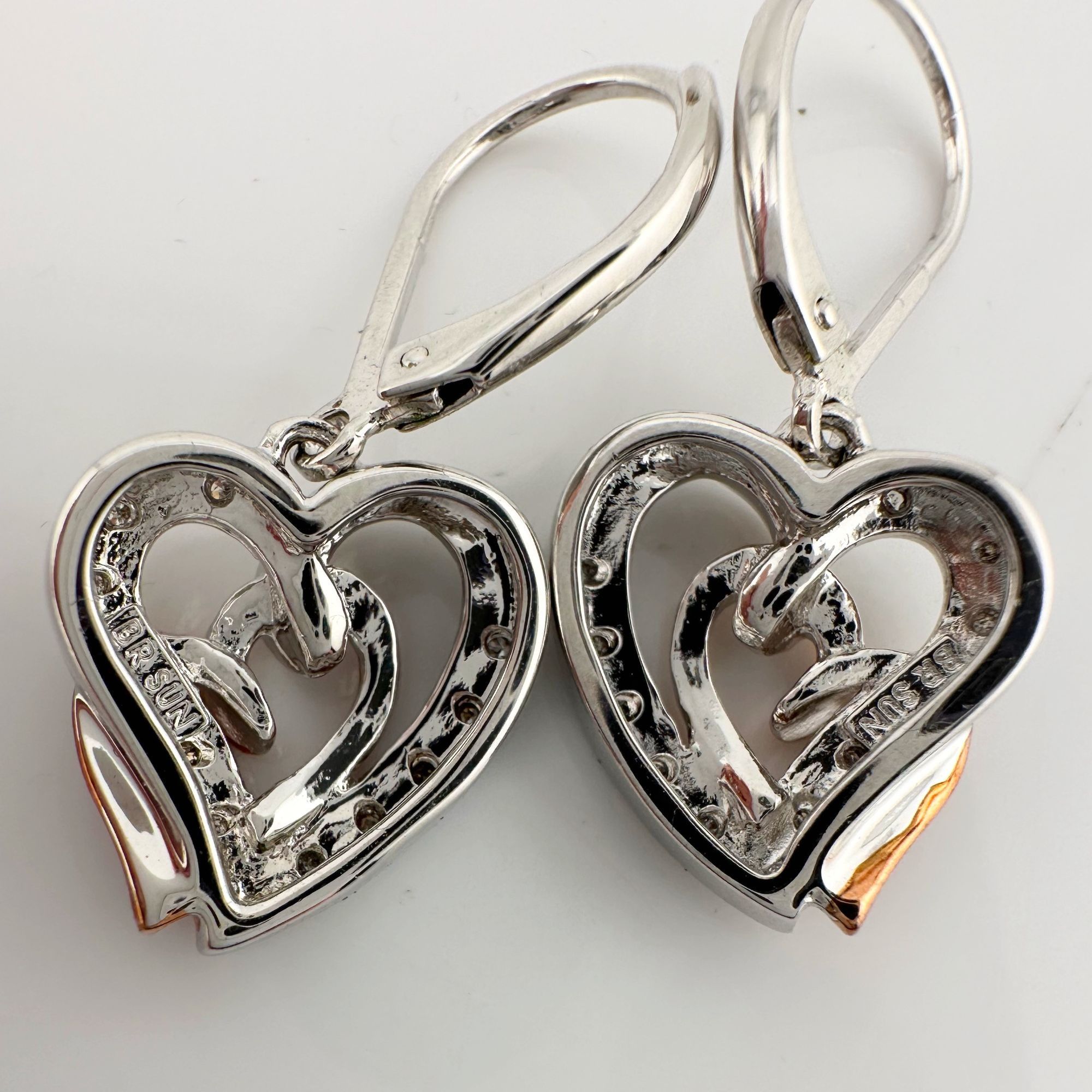 Other Two Tone Interlocking Hearts Diamond Accent Earrings Size ONE SIZE - 7 Thumbnail