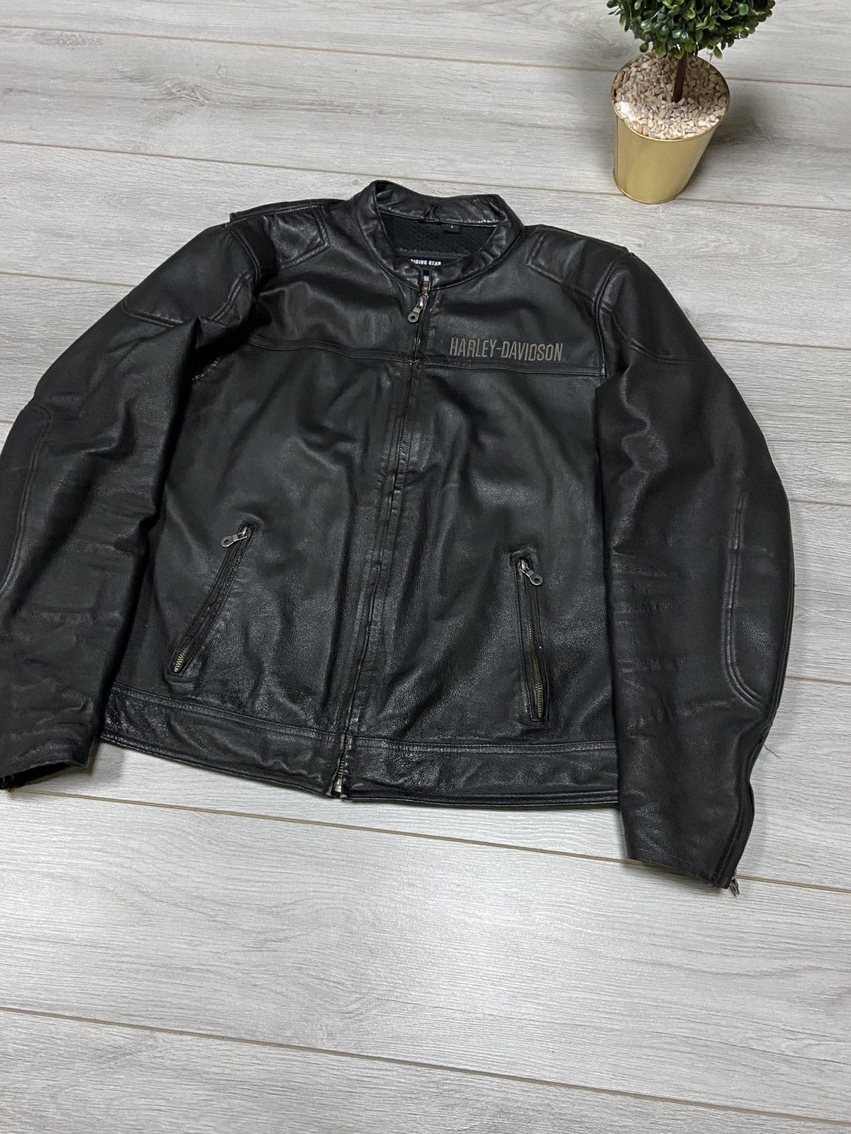 Vintage Harley Davidson big logo vintage leather racing jacket Size US L / EU 52-54 / 3 - 3 Thumbnail