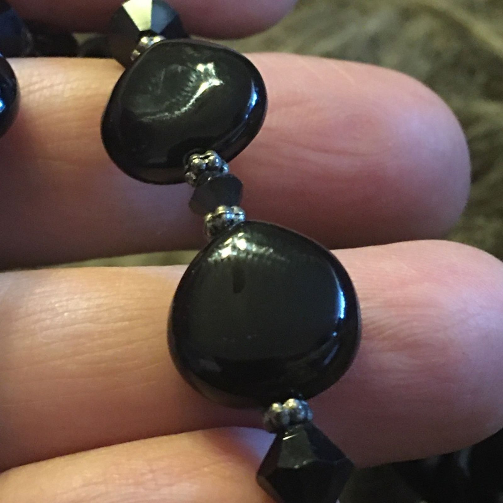Vintage Vintage black glass gem cut out pendant necklace Size ONE SIZE - 8 Thumbnail