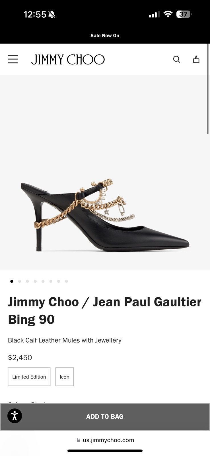 image of Jean Paul Gaultier x Jimmy Choo Gaultier Hardware Mule Shoes in Black, Women's (Size 8)