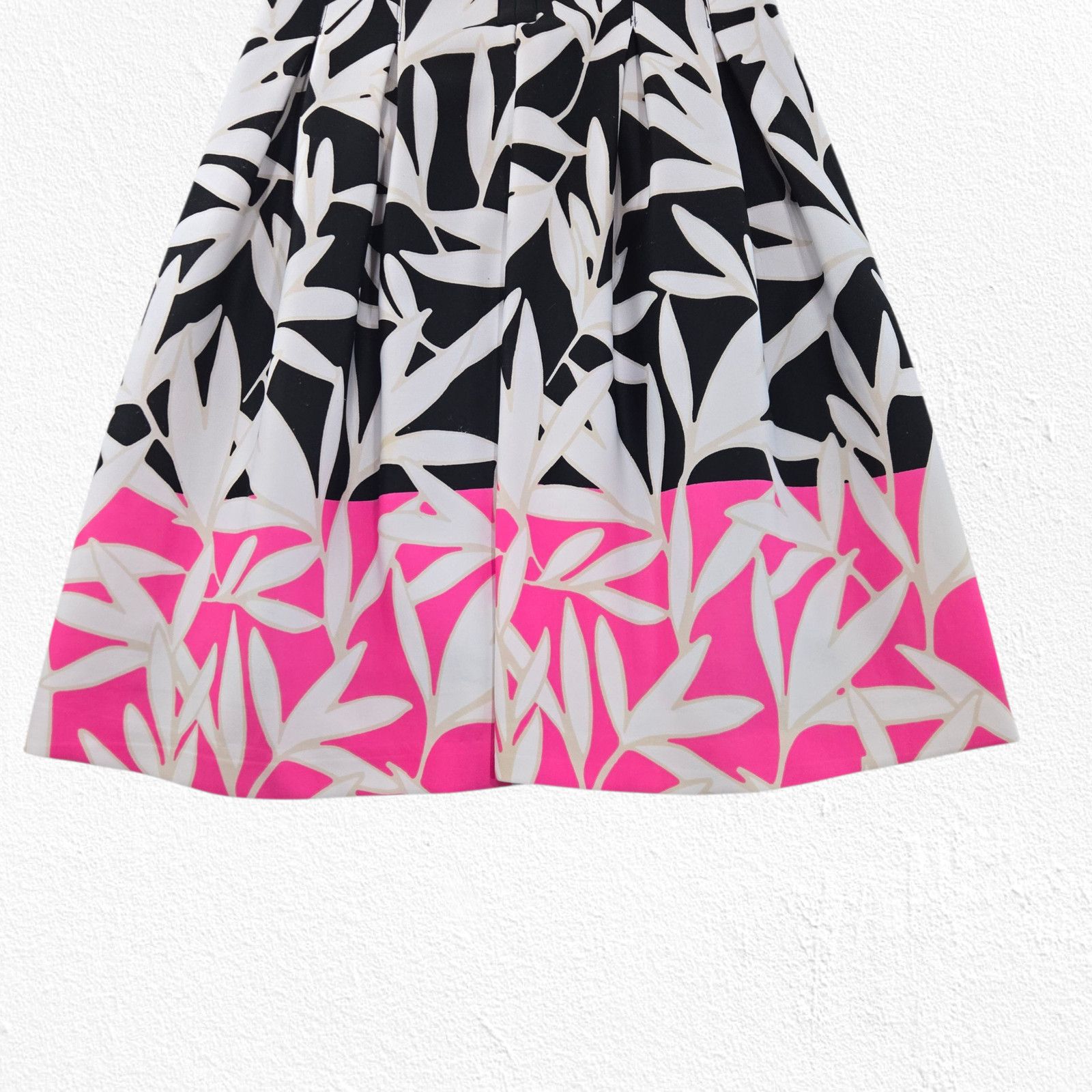 Vince Camuto Vince Camuto Black White Pink Leaf Fit & Flare Dress Size 12 Size XL / US 12-14 / IT 48-50 - 4 Thumbnail