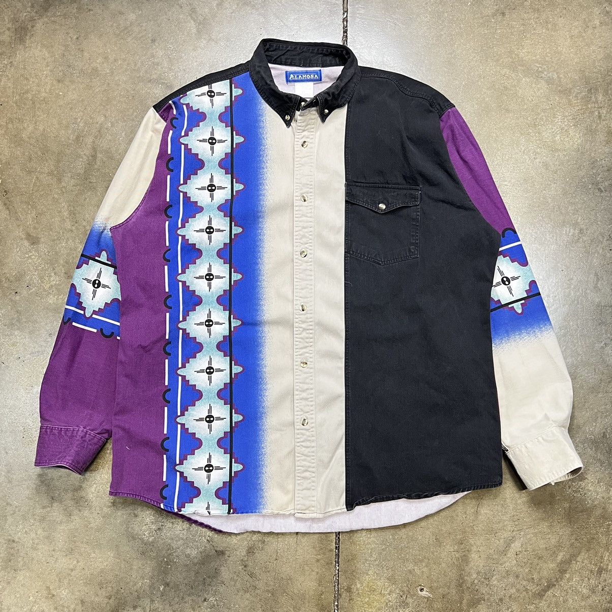 Vintage × Wrangler Vibrate 90s Alamosa Wrangler Style Aztec Cowboy Button Up Size US L / EU 52-54 / 3 - 1 Thumbnail