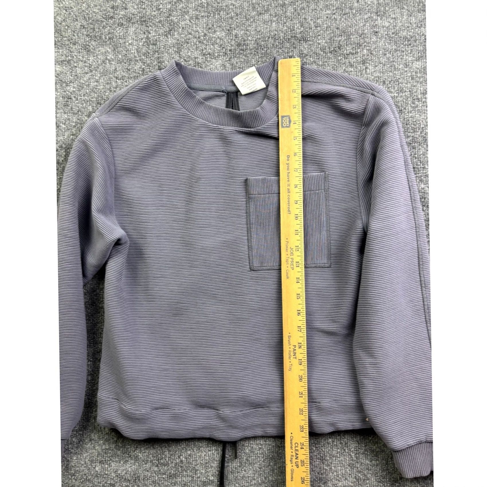 Varley Varley Sweatshirt Womens S Purple Ottoman Ribbed Split Back Pullover Pullover Striped Pocket Crew Neck Long Sleeve Size S / US 4 / IT 40 - 4 Thumbnail