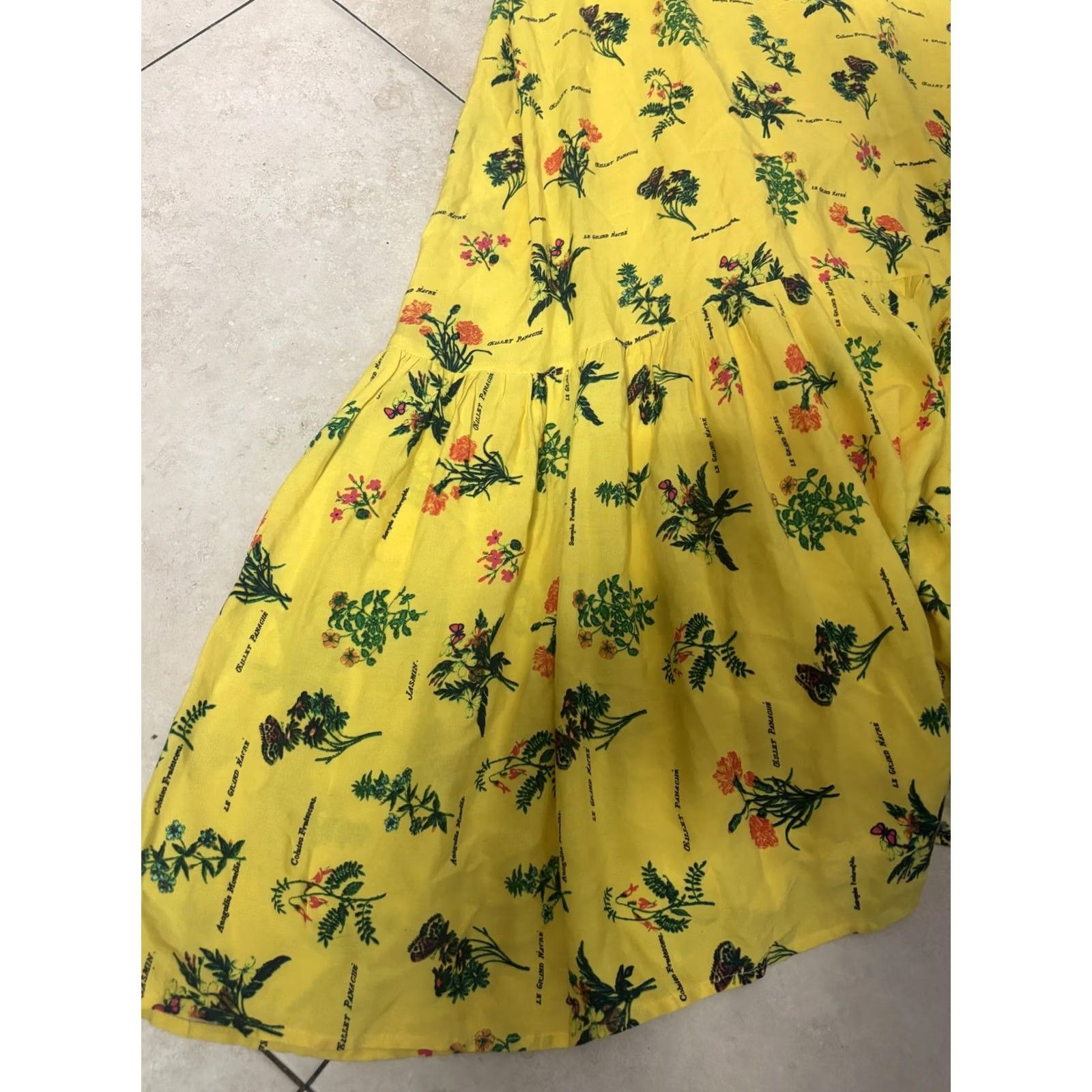 Vintage VINTAGE? (No) - ModCloth Dress Womens Medium Yellow Floral Botanical Maxi Sundress Summer Beach Size M / US 6-8 / IT 42-44 - 3 Thumbnail