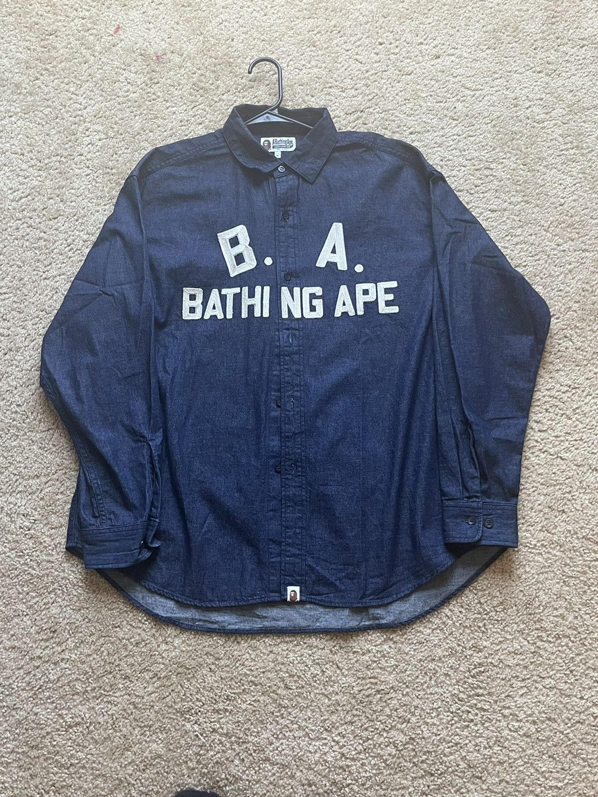 image of Bape B.a Loose Fit Denim Shirt in Indigo, Men's (Size Medium)