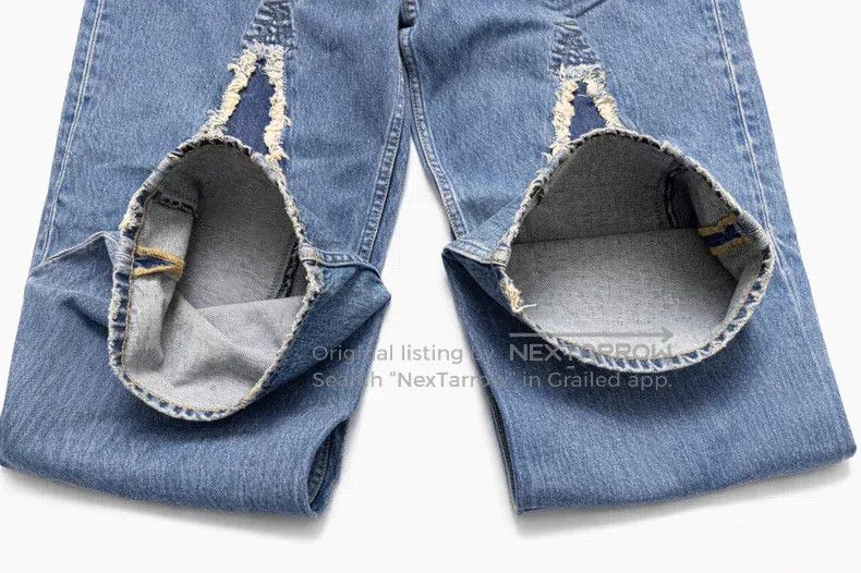 Our Legacy Our Legacy Washed Blue Destroyed Lace Straight Jeans Size US 31 - 3 Thumbnail