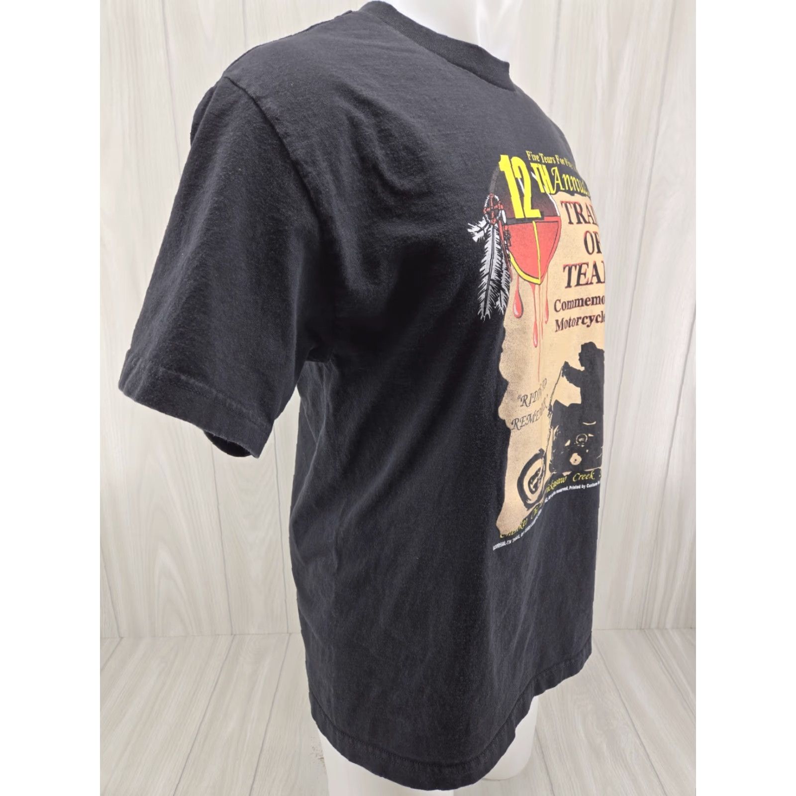 Vintage Trail of Tears 2005 12th Annual Commemorative Motorcycle Ride Black T Shirt Sz L Mens Shirt Size US L / EU 52-54 / 3 - 6 Thumbnail