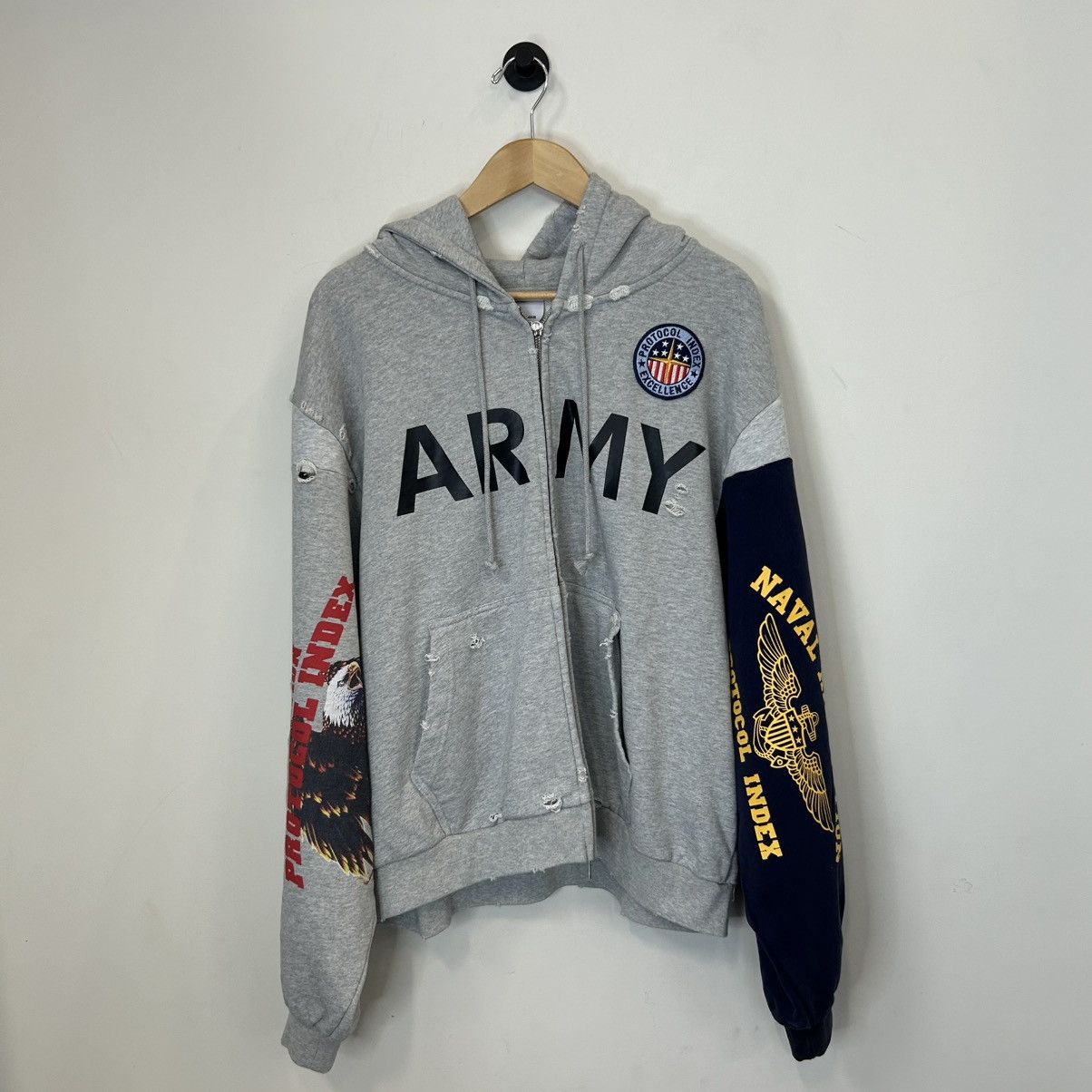 Layer 00 　PROJECT G/R 現Protocol PROJECT G/R Protocol Index Reconstructed Zip Up Hoodie Grey | Grailed