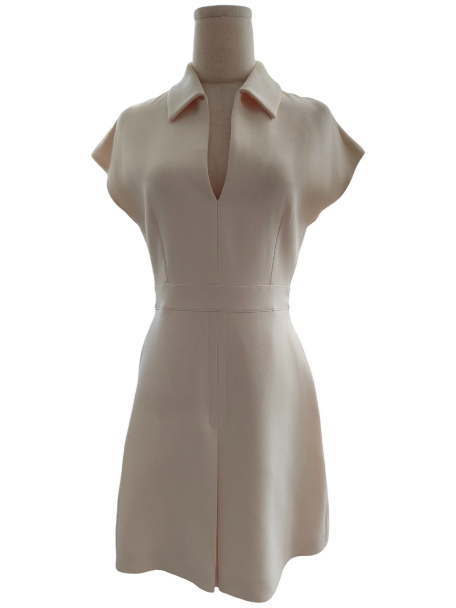 Dior Creme V-Neck Dress With 2 Side Pockets Size XS / US 0-2 / IT 36-38 - 1 Thumbnail