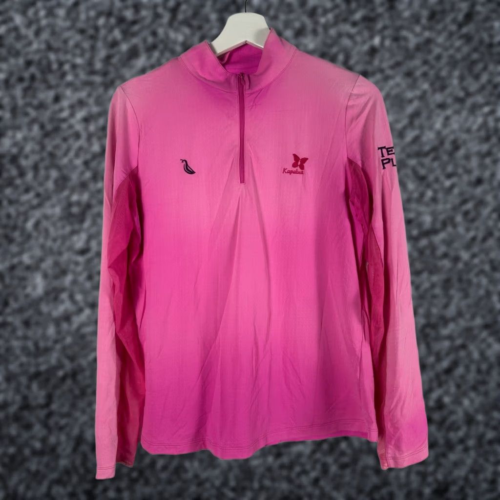 Vintage Ibkul Womens Pink Long Sleeve 1/4 Zip Pullover Medium Kapalua & Team Play Logos Size M / US 6-8 / IT 42-44 - 1 Thumbnail