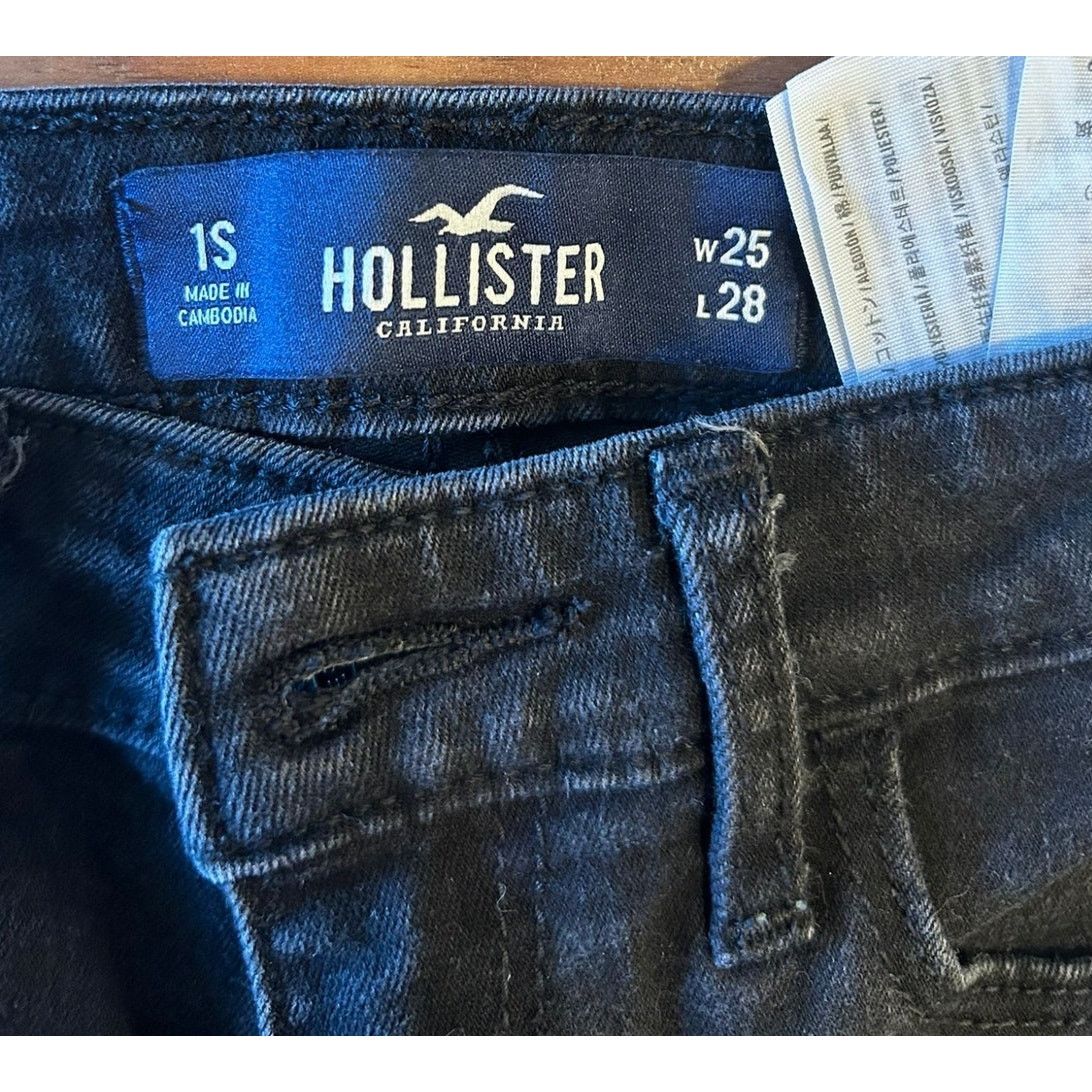 Hollister Hollister Black Distressed Cut-Up Jeans - Size 1 Waist 25 Size 25" / US 0 / IT 36 - 7 Thumbnail
