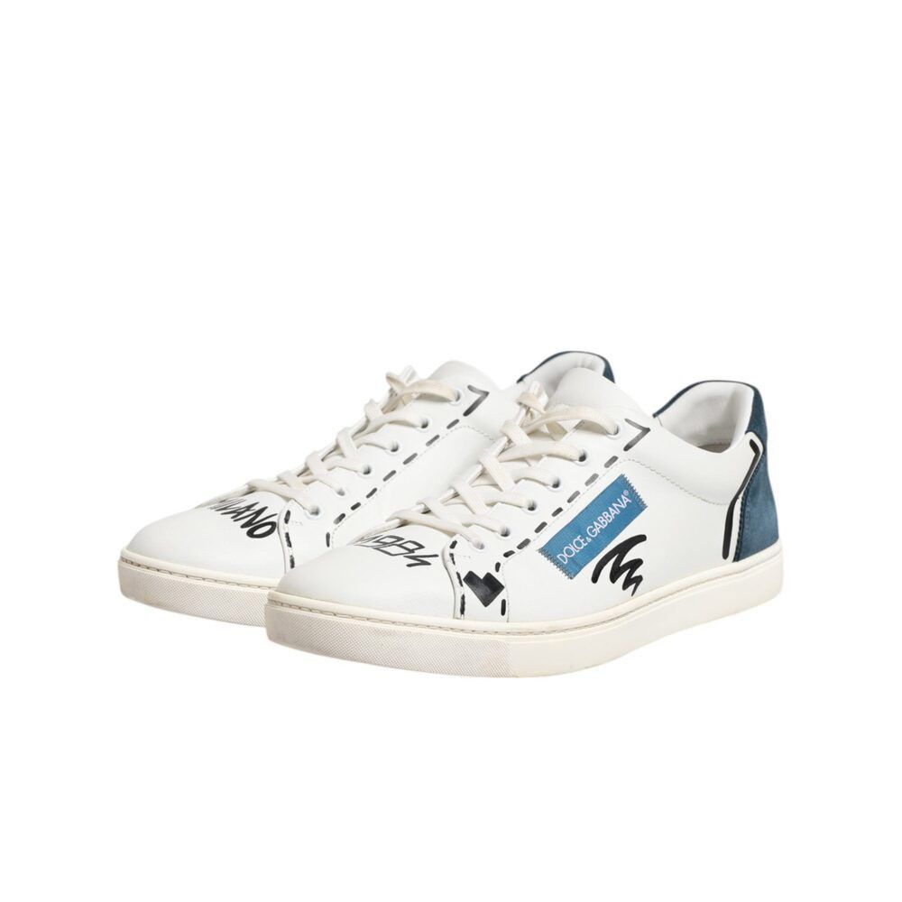 Dolce & Gabbana Dolce & Gabbana White Leather Printed Low Top Sneakers Shoes Size US 11 / EU 44 - 4 Thumbnail
