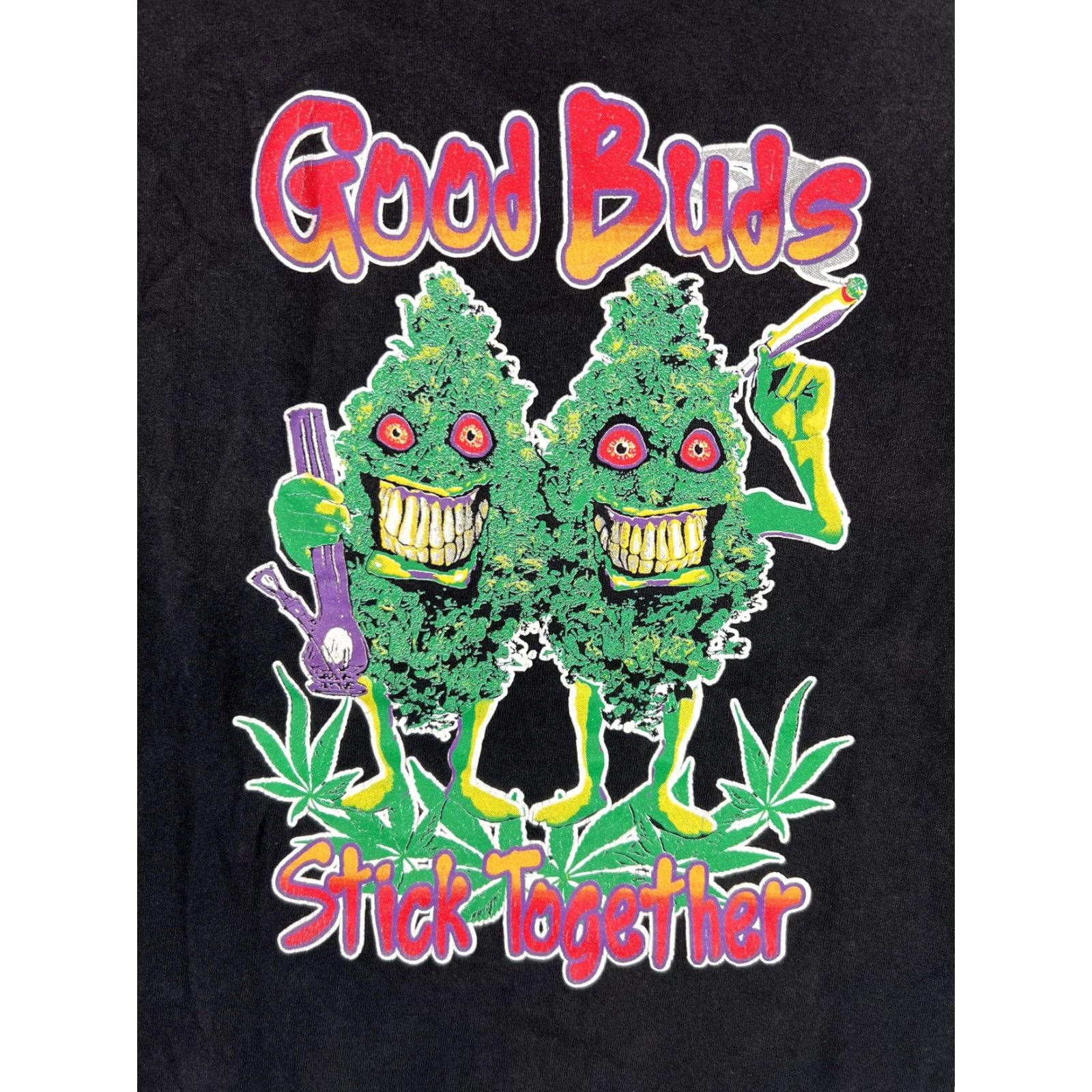 Vintage Mary Jane Smokewear T-Shirt Mens M Black Graphic Print 420 Weed Good Buds Stick Together Shirt Mens Size M Size US M / EU 48-50 / 2 - 2 Thumbnail