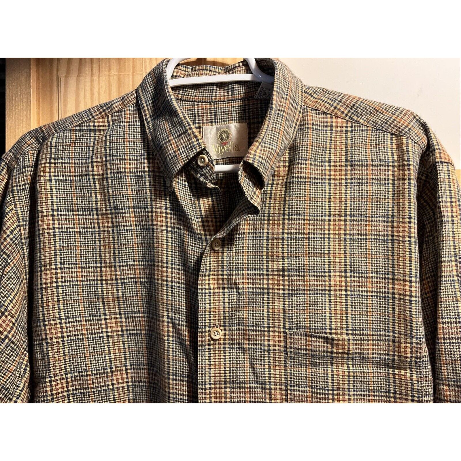 Viyella VTG Wool Cotton Blend Shirt Mens L Multicolor Plaid