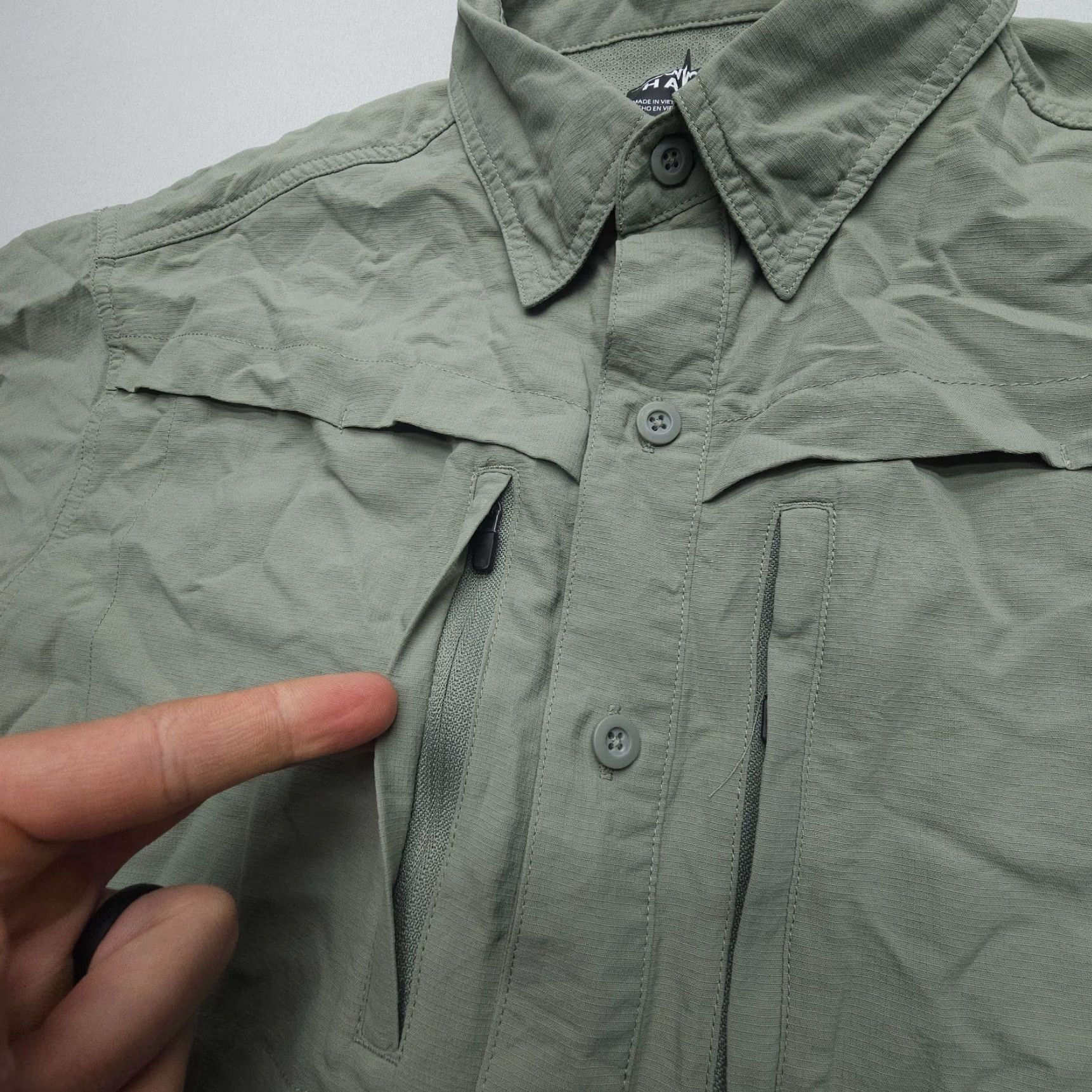 Habitat Habit Men’s Short Sleeve Shirt M Medium Green Nylon Microfiber UPF30 Outdoor Hiking Fishing Logo Button-Collar Size US M / EU 48-50 / 2 - 2 Thumbnail