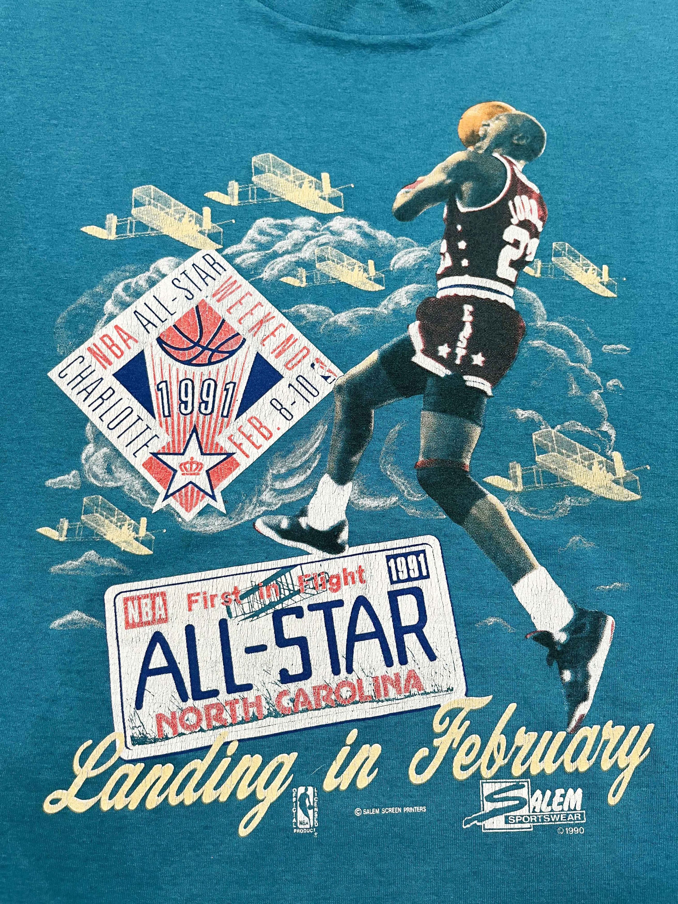 Salem Sportswear Vintage Salem 1991 NBA All Star Michael Jordan T-Shirt Size US XL / EU 56 / 4 - 2 Thumbnail