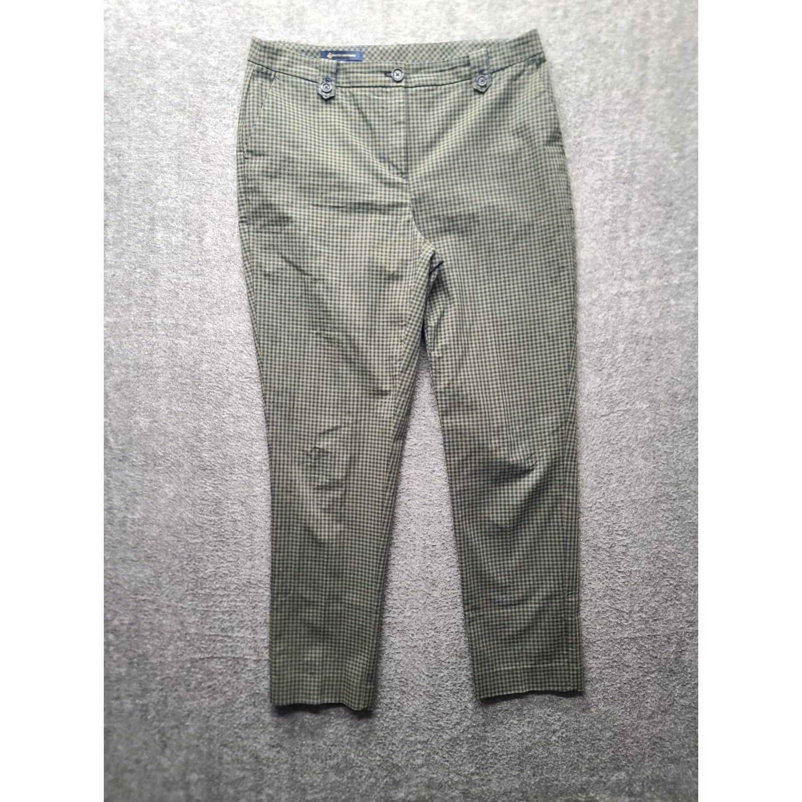 Brooks Brothers VINTAGE Brooks Brothers Gingham Pants Slim Ankle 10x28 Women Blue Yellow Check Stretch Cotton Spandex Sl o? Size 32" / US 10 / IT 46 - 2 Thumbnail