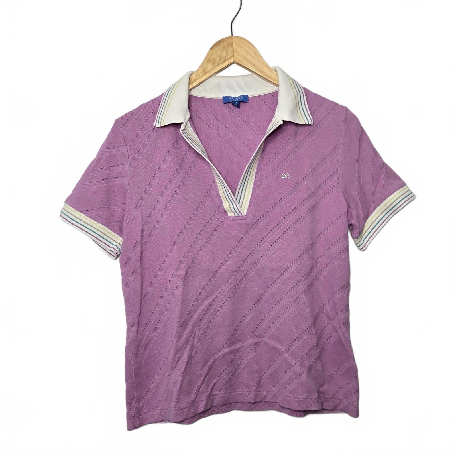 Escada Escada Cotton Polo Womens Medium Purple V Neck Size M / US 6-8 / IT 42-44 - 1 Thumbnail