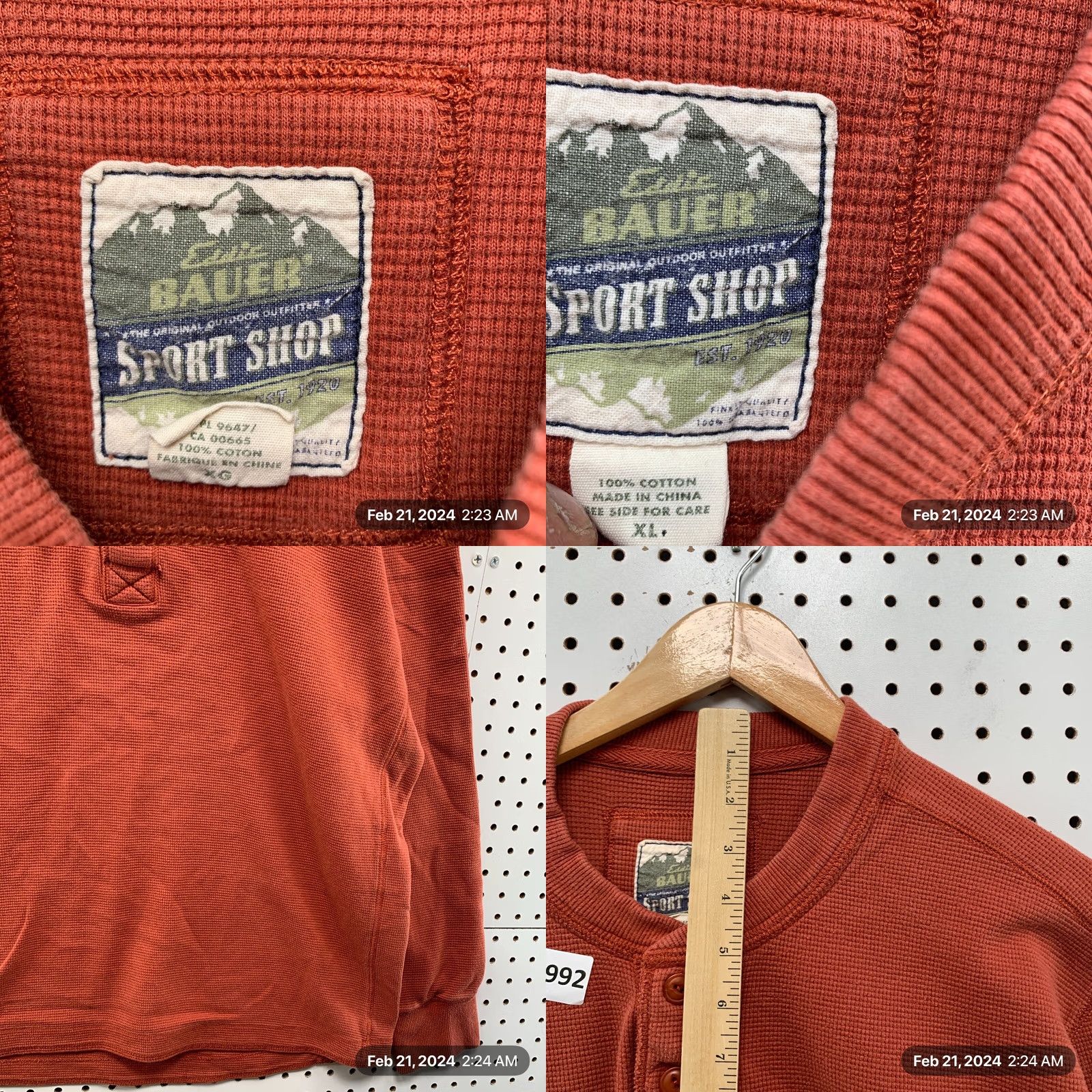 Eddie Bauer Eddie Bauer Henley Theral SHirt Mens XL Rust Orange Long Sleeve Outdoor Thermal Shirt Mens XL Orange Size US XL / EU 56 / 4 - 8 Thumbnail