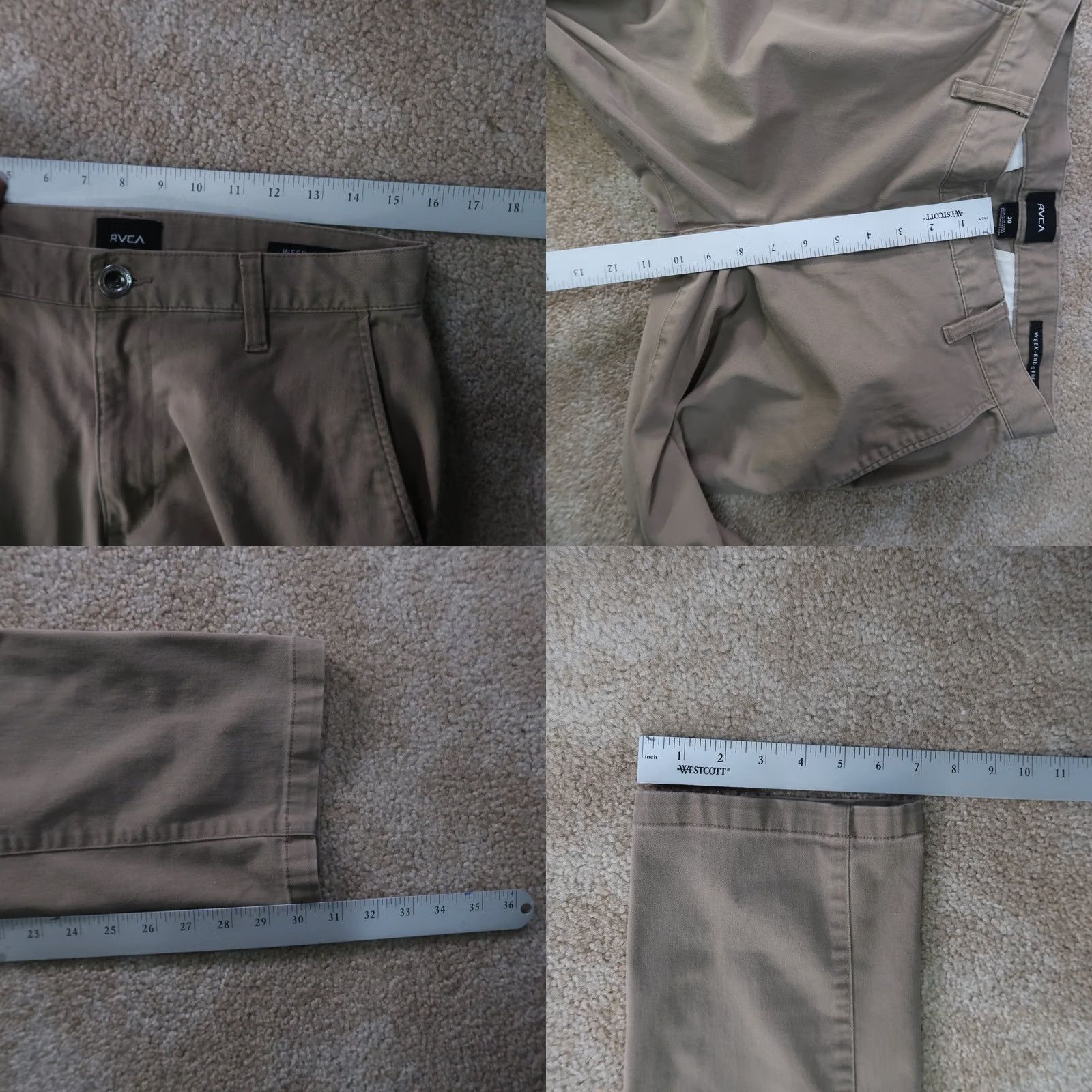 RVCA VINTAGE RVCA Chino Pants Straight Fit Beige 30x30 5-Pocket Flat Front Men’s 30 Regular Denim/Cotton Holiday Seasonal? Size US 30 / EU 46 - 8 Thumbnail