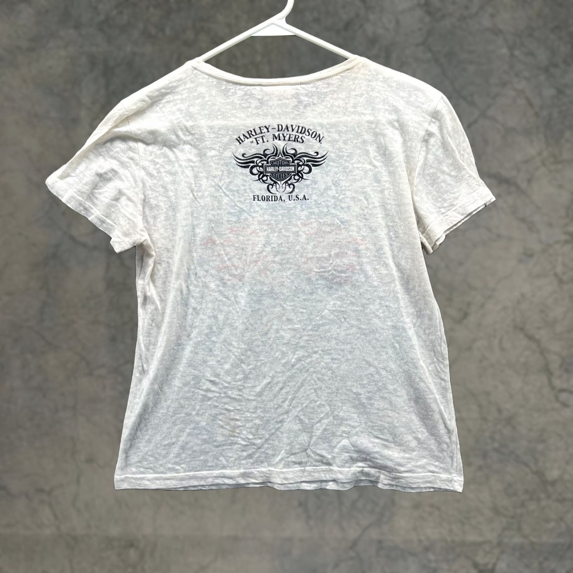 Harley Davidson VINTAGE Harley-Davidson Shirt Womens Large Tan Y2K Florida USA Beige Cotton Short Sleeve Round Neck Size L / US 10 / IT 46 - 1 Thumbnail