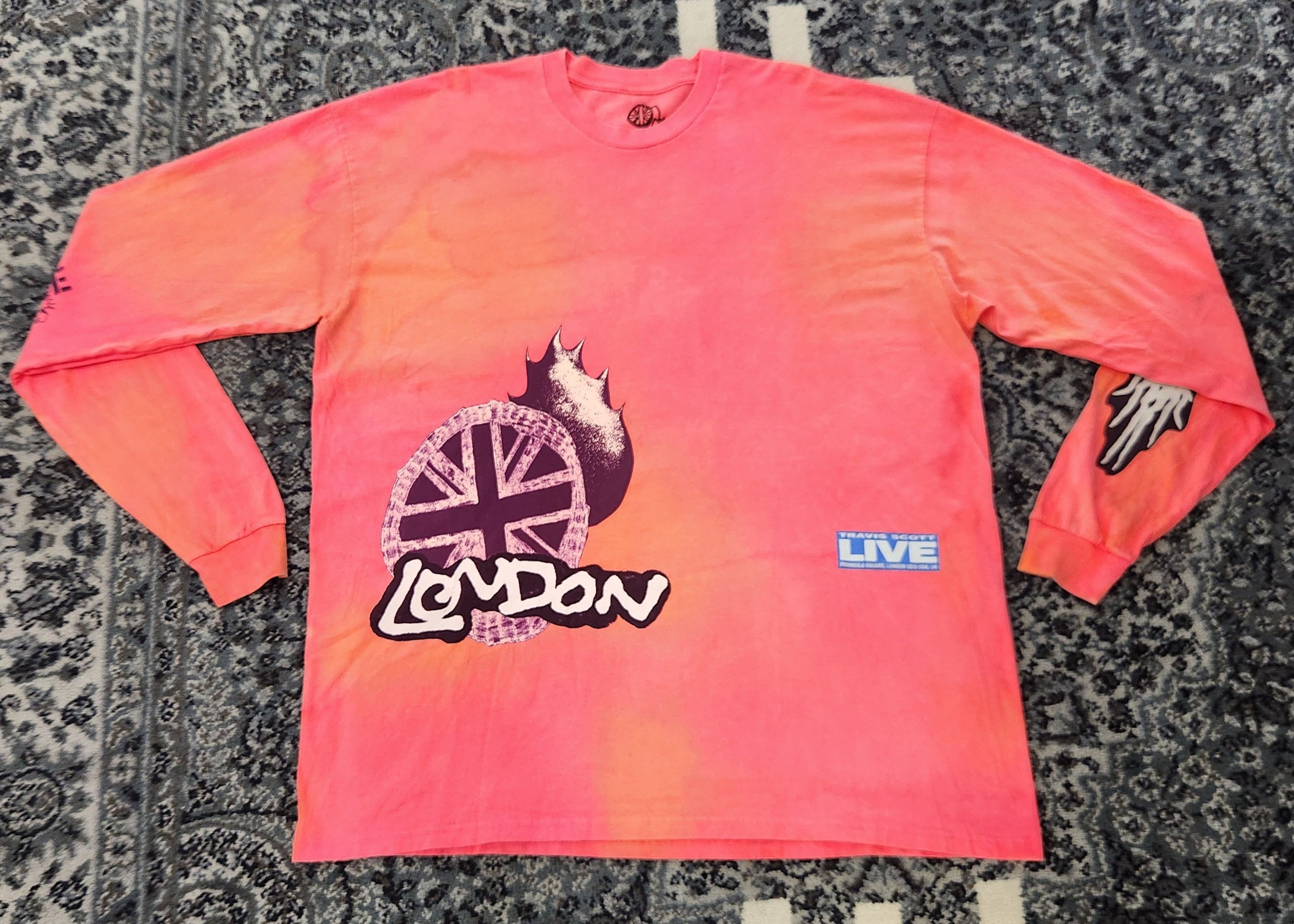 image of Travis Scott "02 Live" L/s T-Shirt in Pink, Men's (Size 2XL)