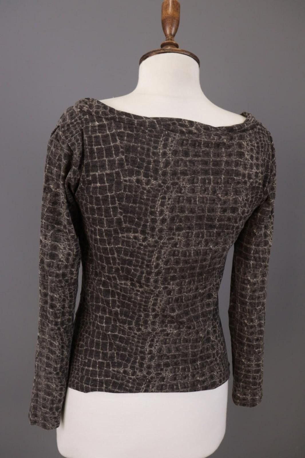 Designer Max Mara Blue Brown Wool Animals Printed Shirt Size S Size S / US 4 / IT 40 - 12 Thumbnail