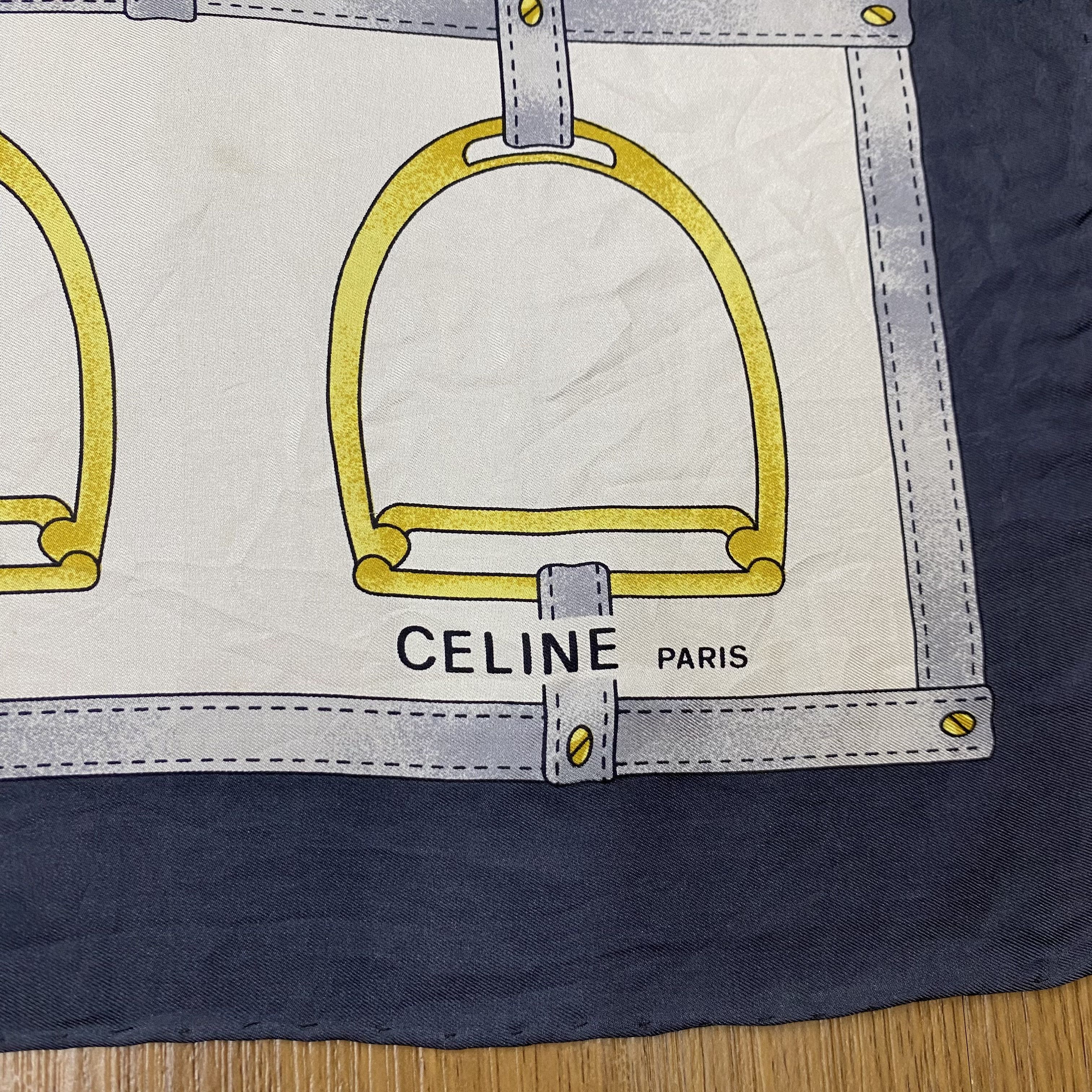 Celine × Vintage Vintage 90s Celine Silk Scarf Square Scarf SSC001 Size ONE SIZE - 4 Thumbnail