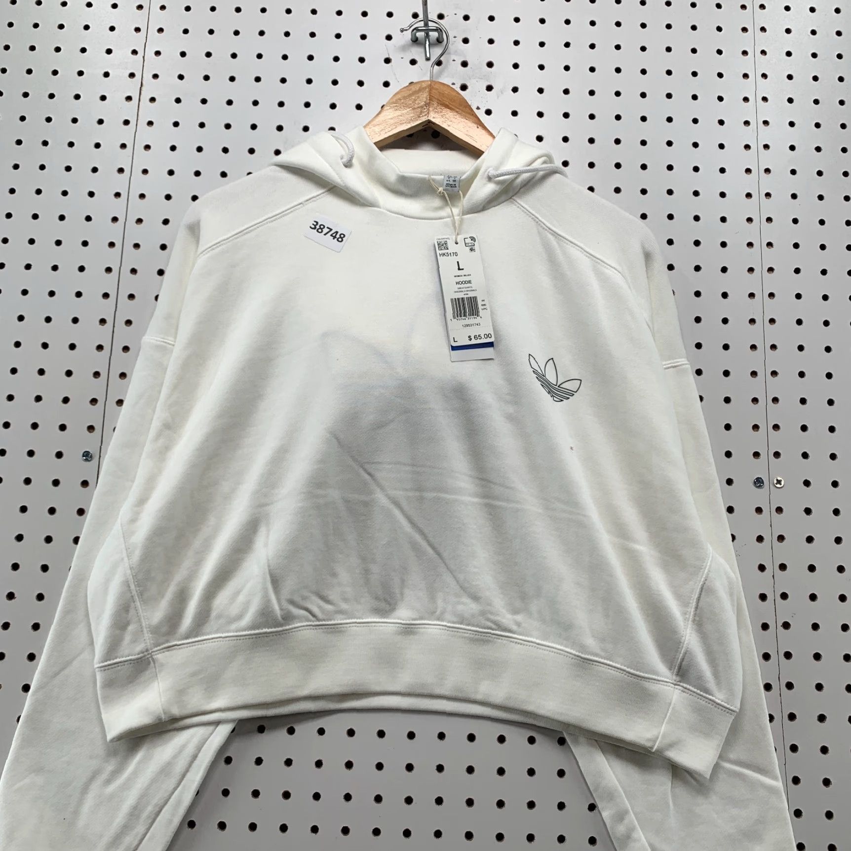 Adidas NEW Adidas Originals Cropped Hoodie Women Large White Activewear Pullover Long Sleeve Size L / US 10 / IT 46 - 2 Thumbnail