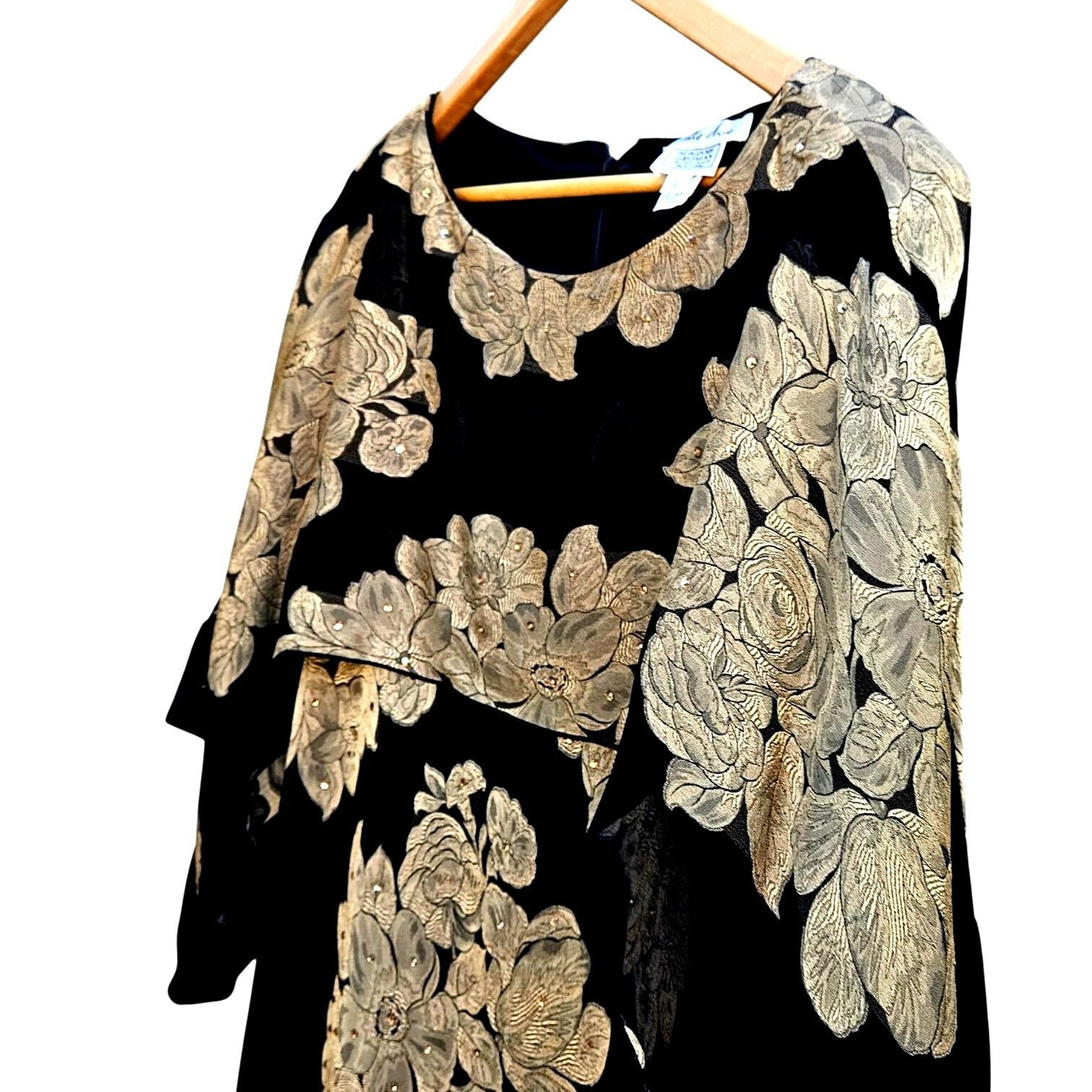Other Holly Harp Black Gold Silk Brocade Kimono Sleeve Dress Bergd Size L / US 10 / IT 46 - 5 Thumbnail