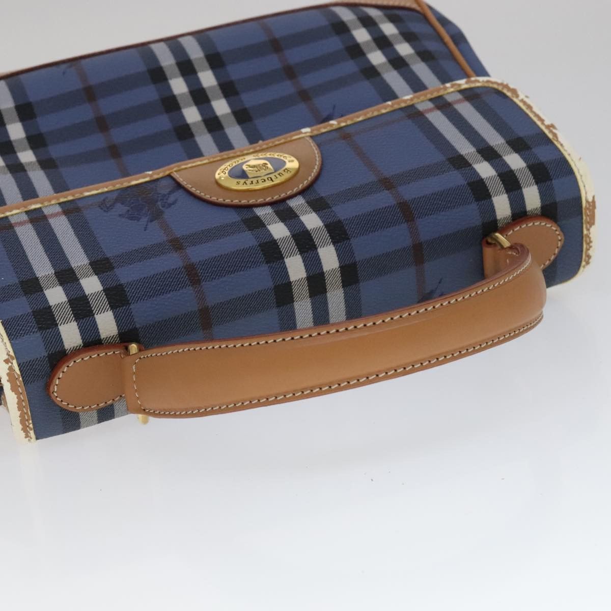 Burberry Burberry Nova Check Hand Bag Pvc Leather Blue Size ONE SIZE - 7 Thumbnail