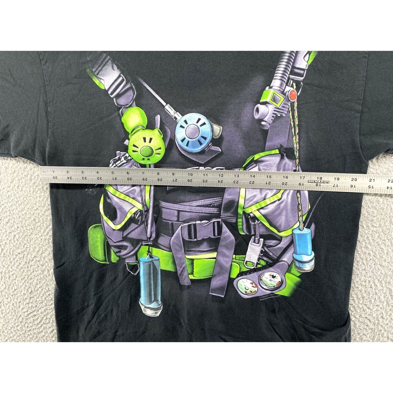 Anvil VTG Human-i-Tees Scuba Diver Gear Double-Sided Shirt Mens L Black 90s Ocean Snorkel T-Shirt Nike Size US L / EU 52-54 / 3 - 5 Thumbnail