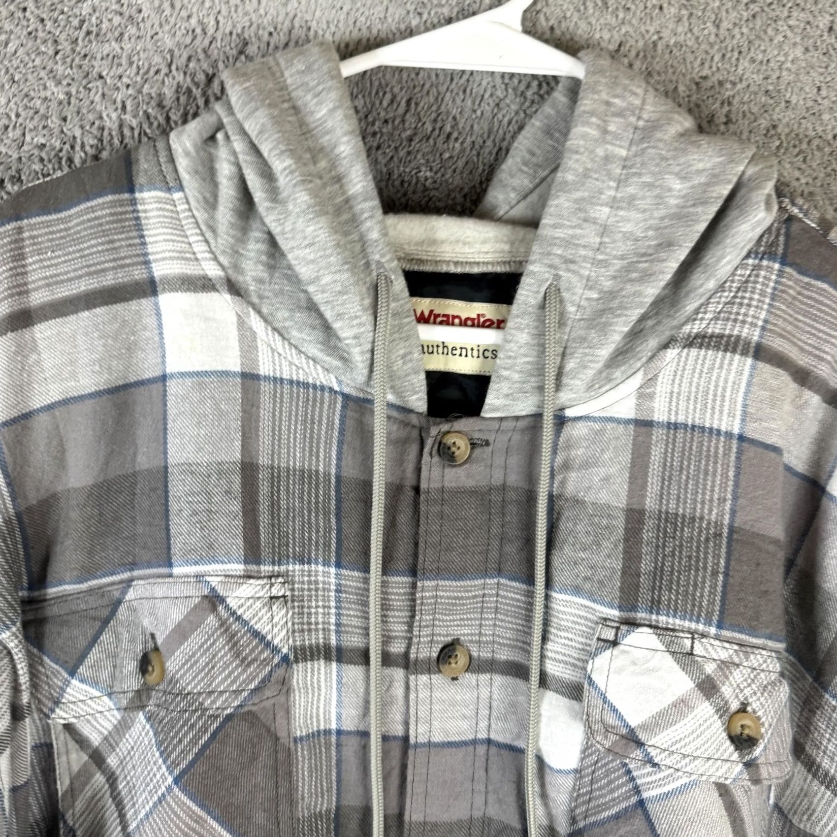 Wrangler Wrangler Jacket Mens XL Gray Plaid Flannel Hooded Quilted Lined Outdoor Workwear Size US XL / EU 56 / 4 - 7 Thumbnail