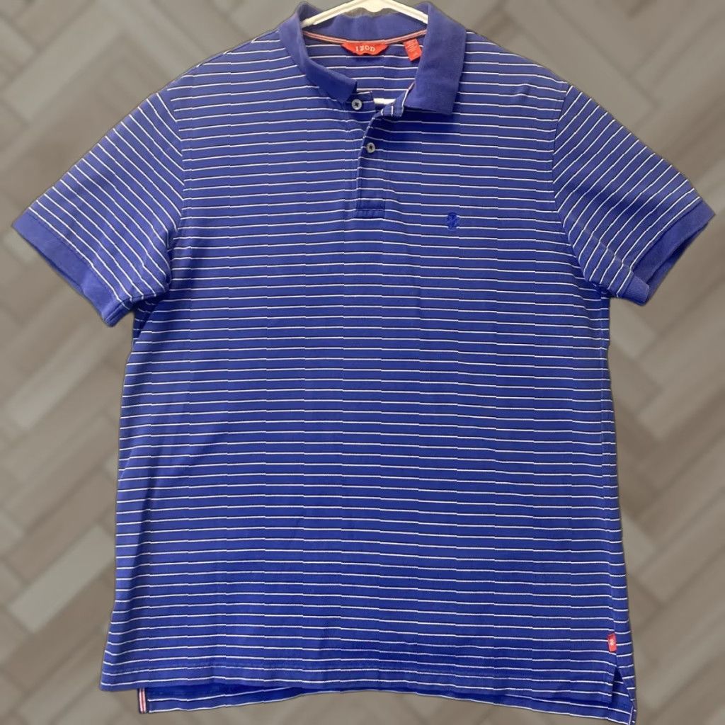 Izod IZOD Polo Shirt Mens Large Blue Stripe Short Sleeve/105-27 Size US L / EU 52-54 / 3 - 1 Thumbnail