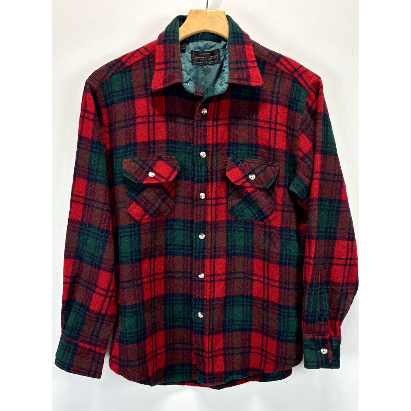 Vintage VINTAGE Mountain Tek Shirt Plaid Wool Blend Red Green Long Sleeve Men’s Button-Up Collared Outdoor Fall Winter Size L Size US L / EU 52-54 / 3 - 2 Thumbnail