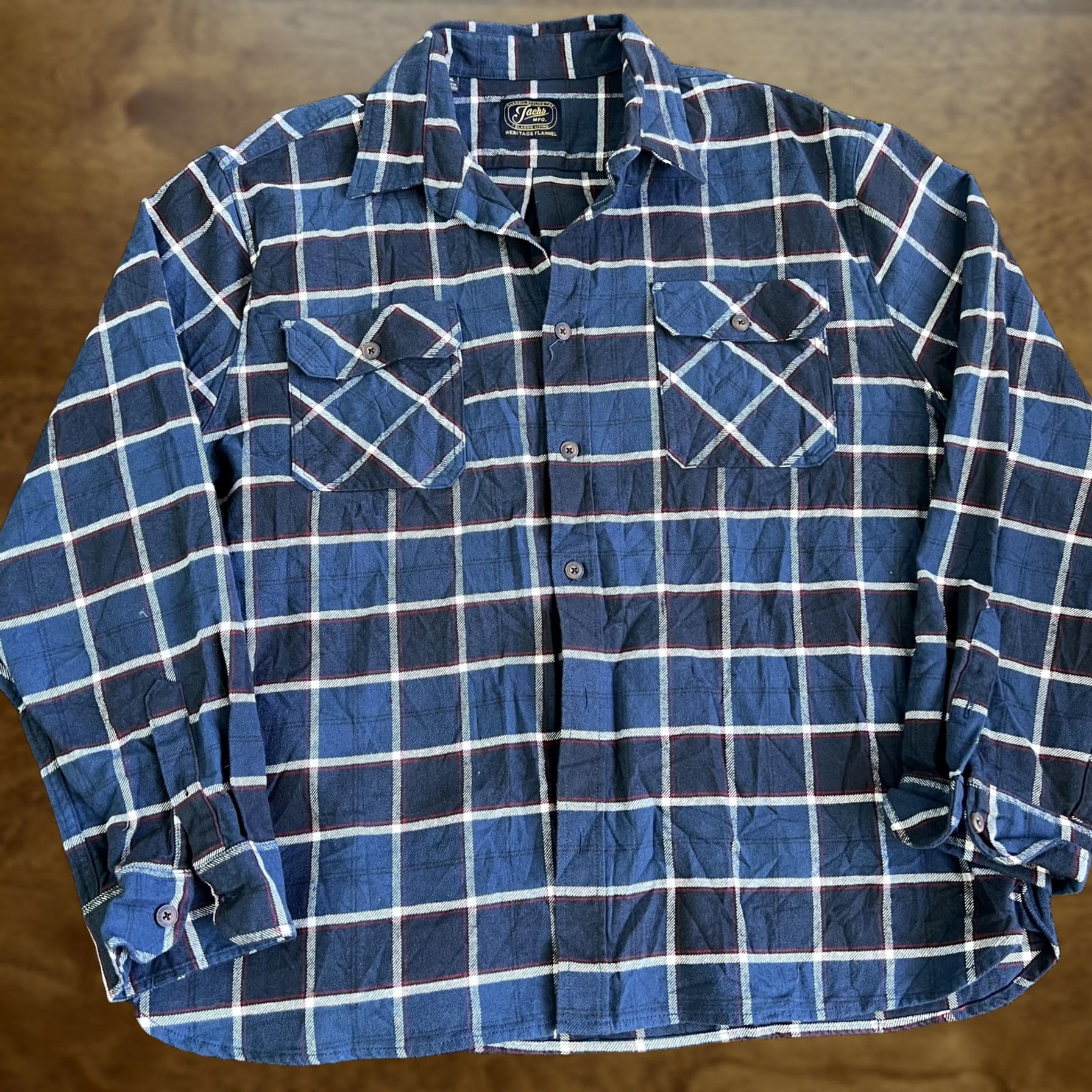 Vintage Jacks MFG Flannel Shirt Mens 3XL Blue Plaid Long Sleeve Button Up Casual Size US XXL / EU 58 / 5 - 1 Thumbnail
