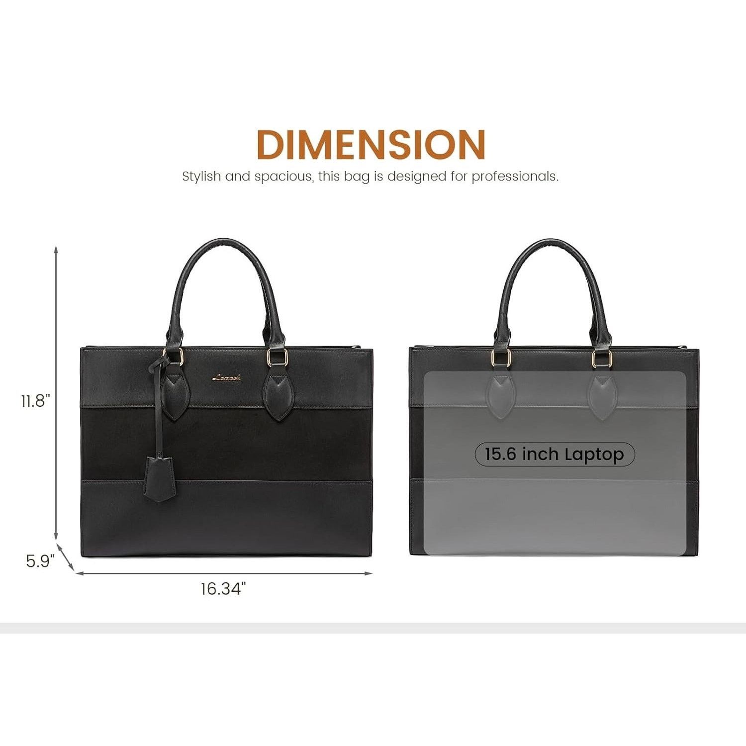 Designer Lovevook Colorblock Vegan Leather Laptop Briefcase Tote Bag Size ONE SIZE - 5 Thumbnail