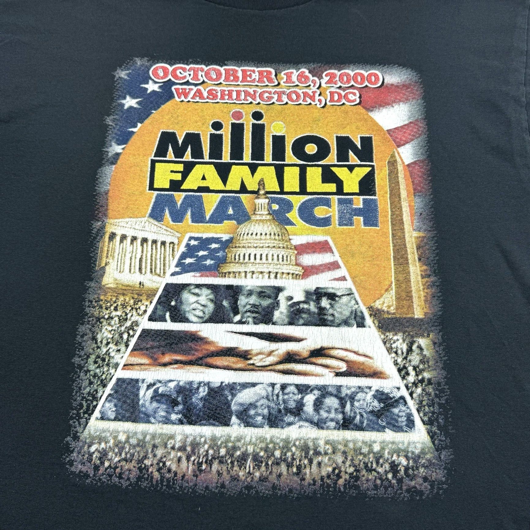 Fruit Of The Loom VINTAGE Million Family March Shirt Adult XL Black Rap Tee Style Washington Y2K Size US XL / EU 56 / 4 - 2 Thumbnail