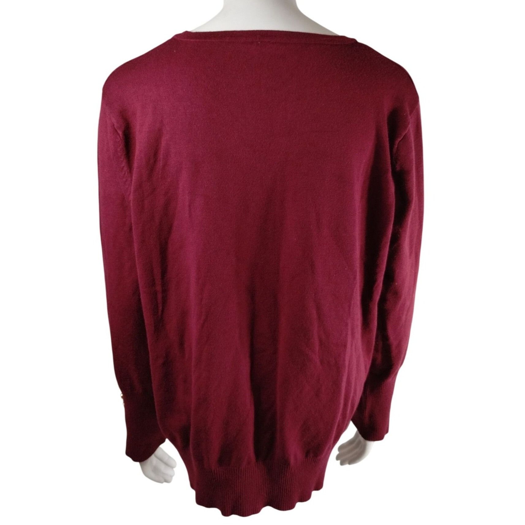 Other Zenana Misses 2X Burgundy Crew Neck Button Sleeve Sweater Size XXL / US 16-18 / IT 52-54 - 6 Thumbnail