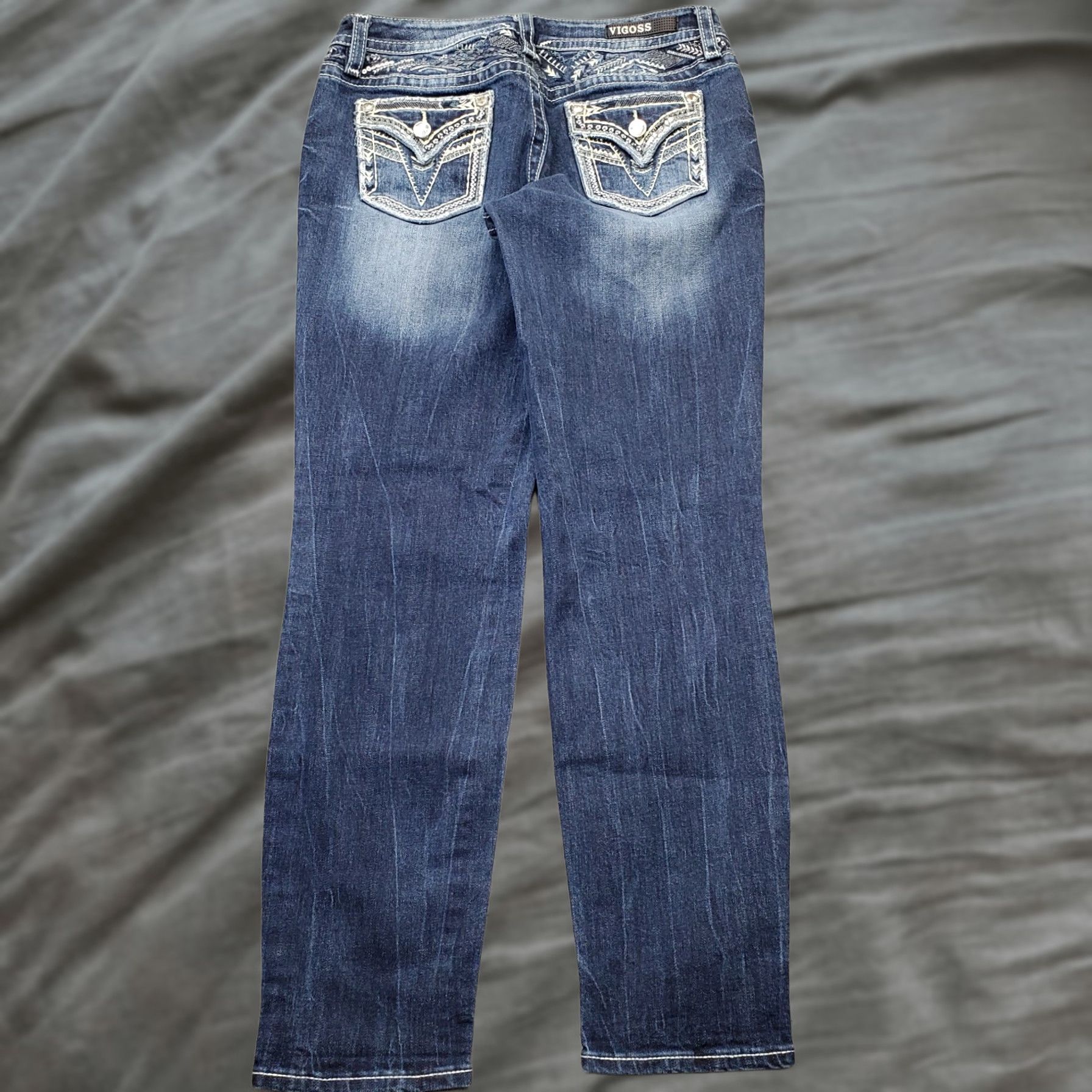 Vintage VIGOSS Womens 6 Jeans Blue Denim Heritage Fit Embellished Pockets Boyfriend 5-Pocket Size 6/29 Stretch Casual Pants Size 28" / US 6 / IT 42 - 1 Thumbnail