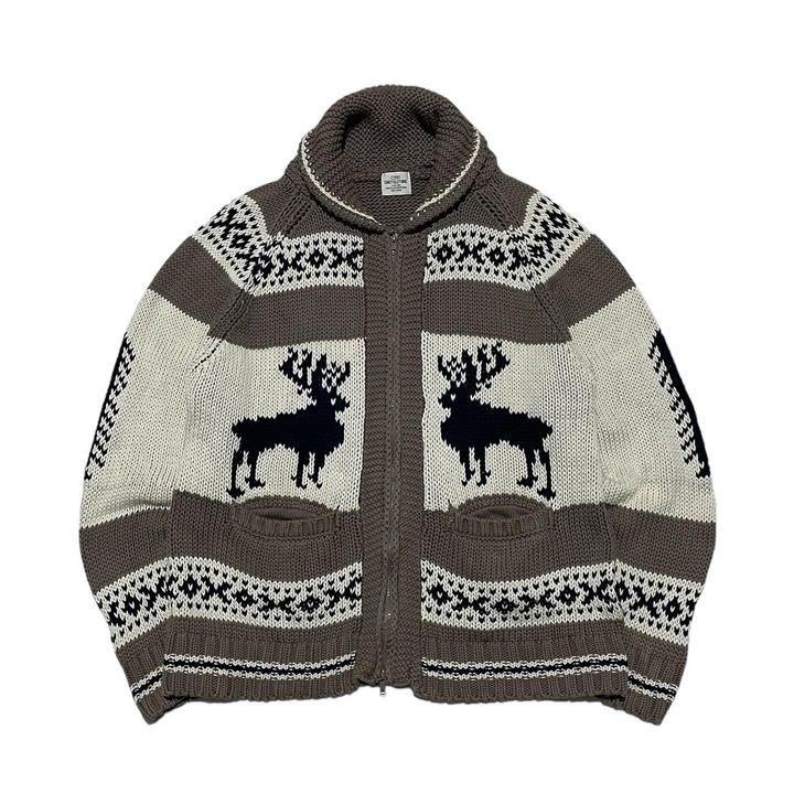 Japanese Brand COEN Japan Cowichan Handknit Reindeer Pattern Wool Sweater Size US L / EU 52-54 / 3 - 1 Thumbnail